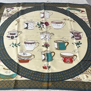 Vintage Burberry Silk Teacup Printed Scarf